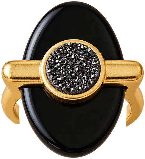 Anel Oval de Ónix Negro